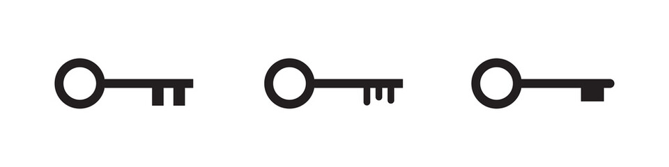 Key icon set. Key vector icon. Key symbol. isolated transparent . black outline and filled version