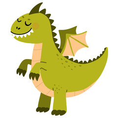 Green dragon cartoon illustration 