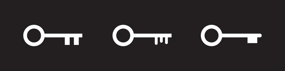 Key icon set. Key vector icon. Key symbol. isolated transparent . black outline and filled version