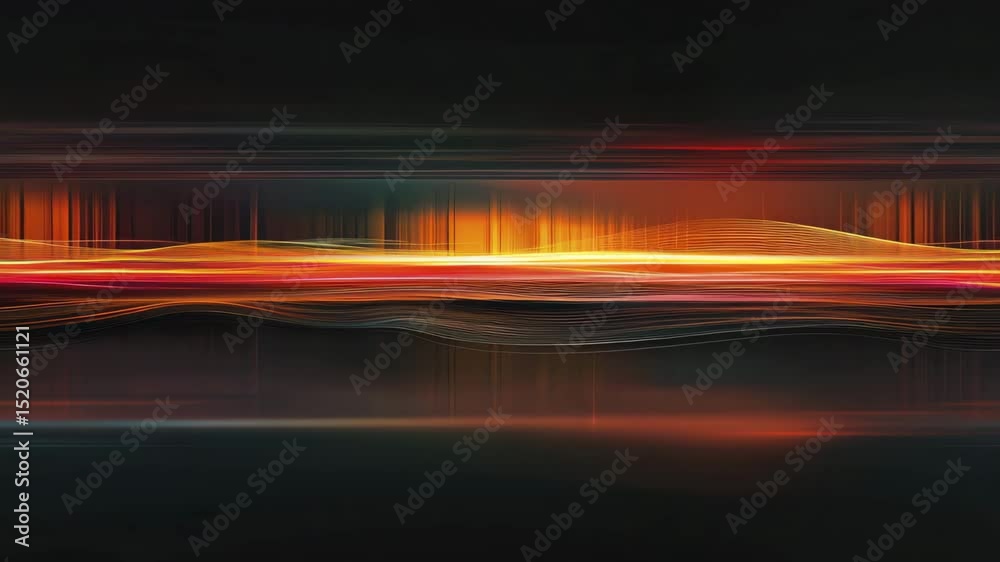 Aufkleber a vibrant abstract light wave flows horizontally across a dark background with glowing orange and re