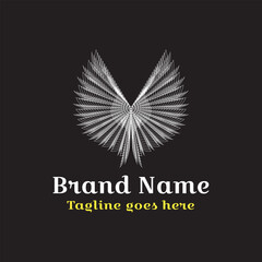 Abstract bird logo vector design featuring a winged heart symbol, perfect for business or company illustration