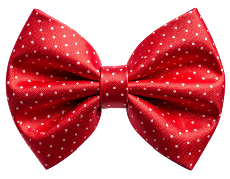 Red Polka Dot Bowtie with Slightly Tilted Angle, isolated on a transparent background