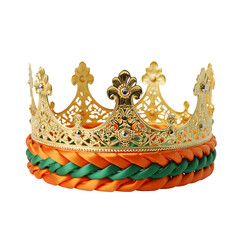 Golden Crown with Orange and Green Band transparent background