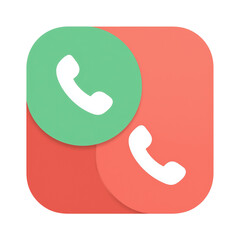 Illustration of two phone icons one green and one red overlapping on a white background design