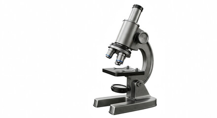 Detailed scientific microscope on black background for research and study