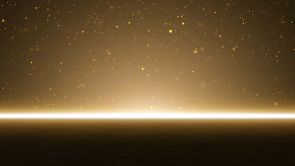 Golden glow dots fall to the ground copy space background illustration.