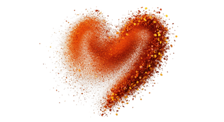 Heart Shape Made of Red Pepper Flakes Isolated on Black Background for Valentine s Day or Spicy Food Concepts