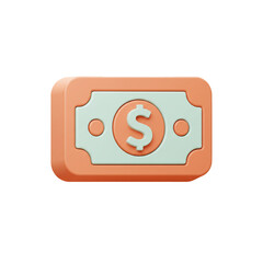 3D Rendered Illustration of a Dollar Bill Concept, Isolated on a White Background
