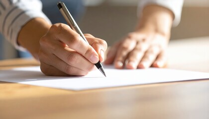 Signing Document: Close-Up of Hand Writing on Paper