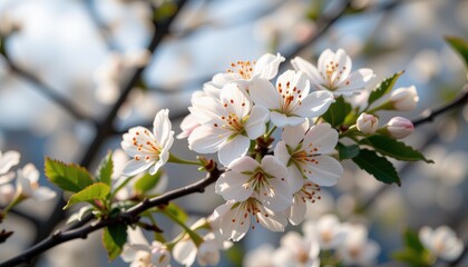 Obraz premium a cinematic close up of the bird cherry blossom (prunus padus), captured with a 50mm prime lens, f/2