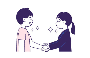 笑顔で握手して契約する男女