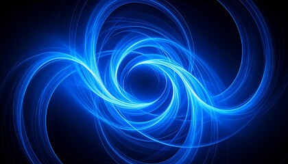 Abstract swirling blue patterns on black background