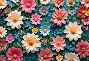 Fototapeta premium Beautiful 3d floral pattern background