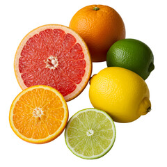 Vibrant Citrus Collection A CloseUp of Grapefruit Oranges Lemons and Limes transparent background