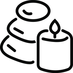Spa stones and candle vector icon for relaxation and wellness center logo design element for meditation