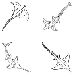  bundle Sturgeon fish line art and illustrator eps 10