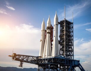 Rocket launchpad with towering structure