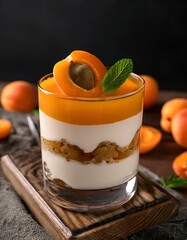 apricot mousse dessert in a glass