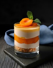 apricot mousse dessert in a glass