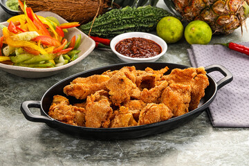 Golden crispy Breaded calamari snack