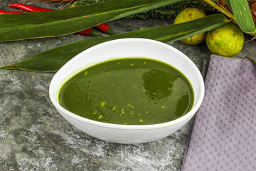Green spinach cream vegan soup