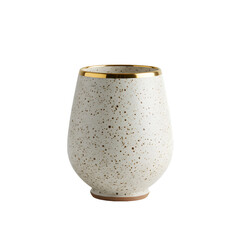 Elegant Speckled Ceramic Cup with Gold Rim transparent background