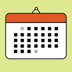 Colorful Calendar icon. Highlighted day on the calendar. Flat vector illustration for copy space.