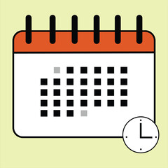 Colorful Calendar icon. Highlighted day on the calendar. Flat vector illustration for copy space.