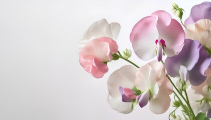 pastel color orchid flower on white background with copy space