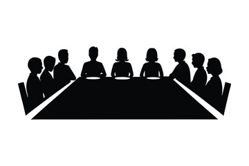 silhouette Group of people sitting around a long table