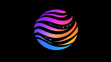 Fototapeta premium Abstract globe design, vibrant colors, flowing lines