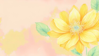 watercolor floral yellow flowers background with copy space