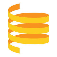 くるくる巻いた黄色のリボンのイラスト