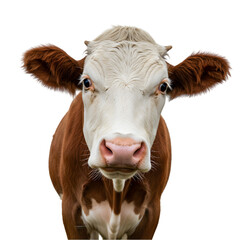Closeup of a Red and White Cow transparent background