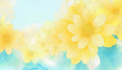 yellow flowers on blue background