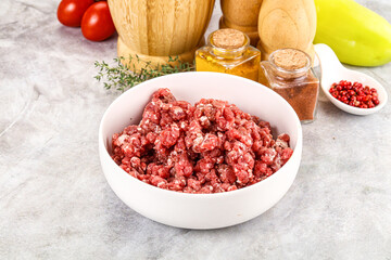 Raw beef minced meat for cooking