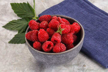 Ripe sweet and juicy organic raspberry