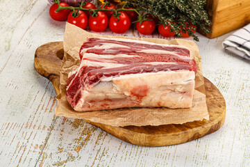 Raw beef ribs for cooking