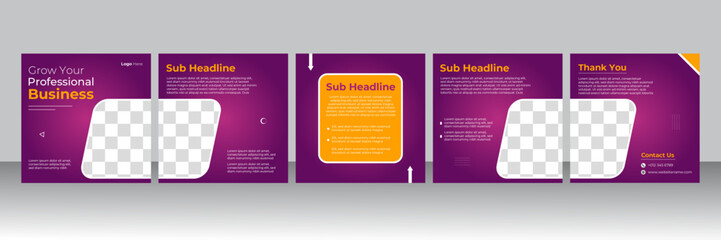 editable corporate carousel slide template for social media posts and stories design