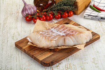 Raw Pollok fish for cooking