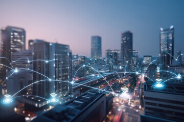 Smart city systems using digital sensors and IoT technology to improve urban infrastructure.