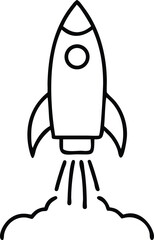 Simple outline Rocket Launch Clipart &ndash; Black and White Vector