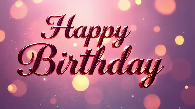 Animated  pink and golden happy birthday text on festive black background, celebratory, party video card, birthday greetings, events poster with balloons, birthday celebration