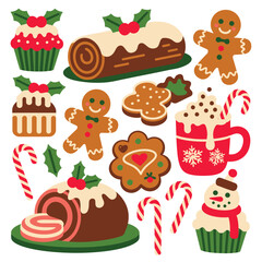 Christmas Treats Collection Festive Food Illustration