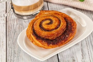 Homemade cinnabon swirl pastry with cinnamon