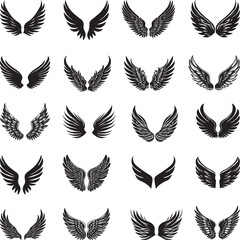 Wing line art silhouette vector image, Wings Vector Icon set.