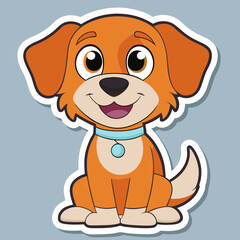 Fototapeta premium dog, animal, cartoon, puppy, pet, illustration, vector, fun, brown, art, isolated, cute, canine, funny, drawing, character, mammal, fur, tail, pets, toy, baby, child
