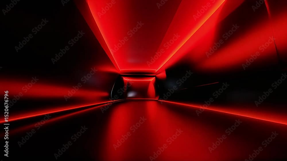 Poster abstract red corridor: dynamic neon light tunnel journey