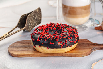 Glazed chocolate sweet donut dessert