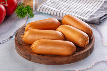 Boiled pork sausages for breakfast